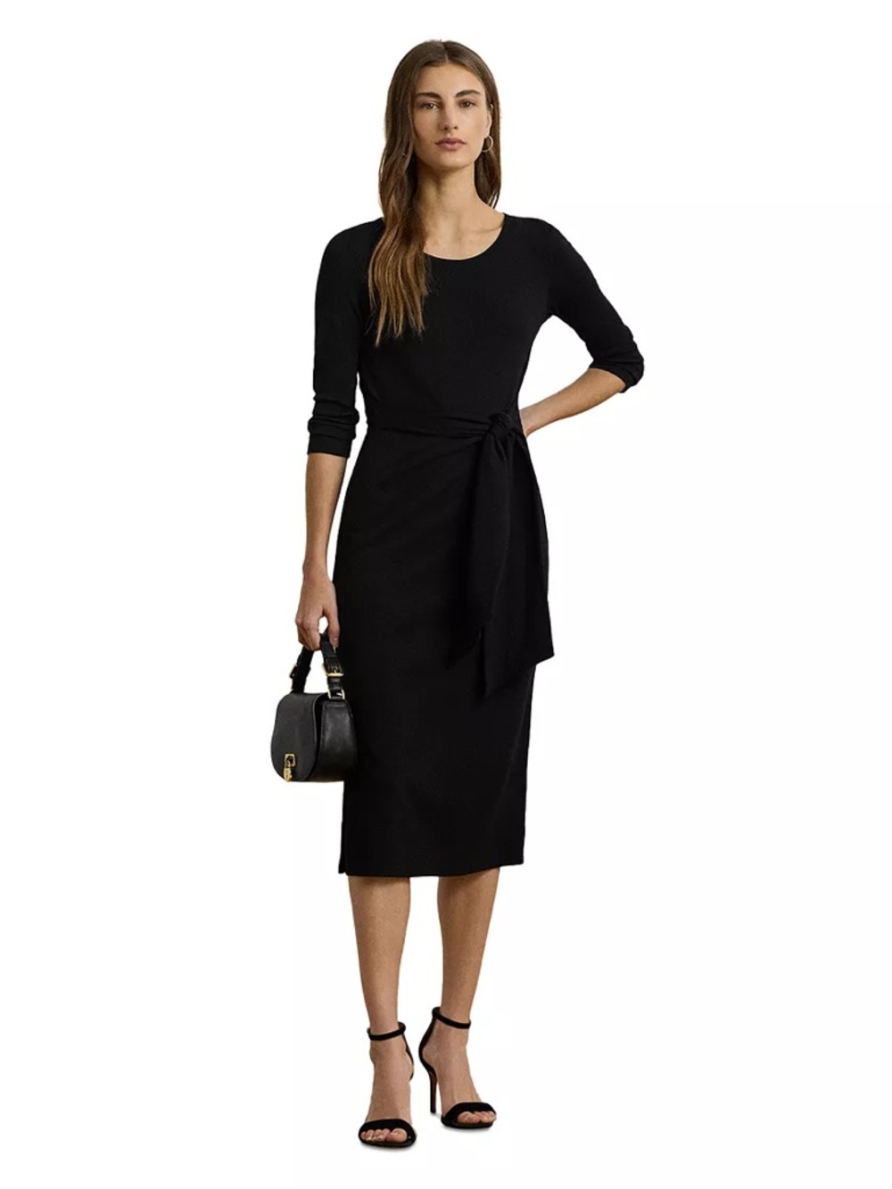Lauren Ralph Lauren
Tie Front Cotton Blend Crewneck Dress size S NWT